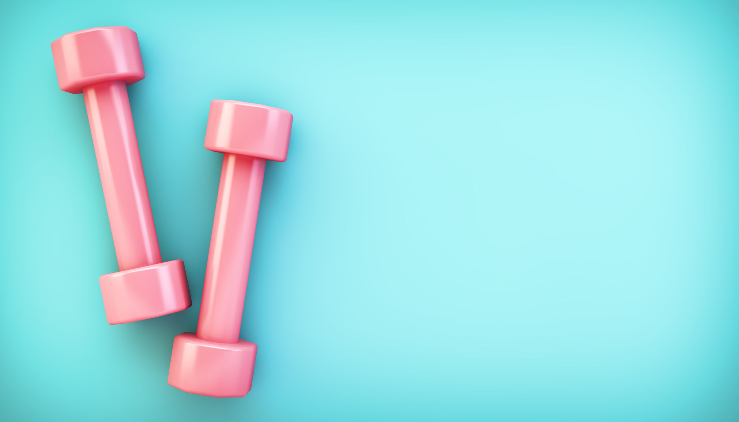 dumbbells on blue background
