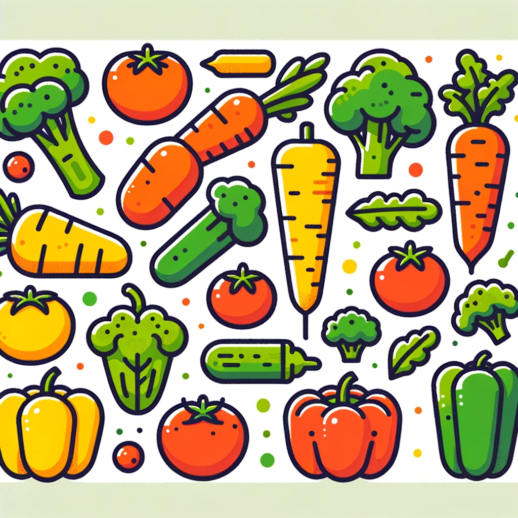 DALL·E-2024-04-14-00.00.24-A-simple-flat-illustration-of-various-colorful-vegetables-arranged-on-a-white-background.-Include-a-variety-of-vegetables-such-as-carrots-tomatoes-1-1